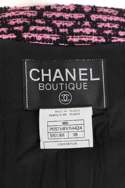 Chanel Vintage Black and Pink Tweed Jacket
