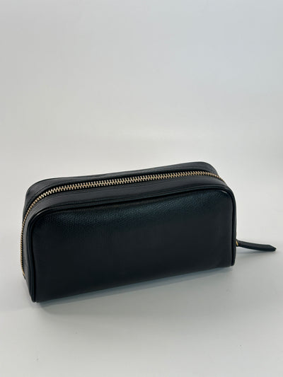 Chanel Vintage Black Calfskin CC Zip Pouch