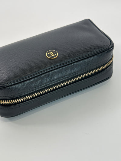 Chanel Vintage Black Calfskin CC Zip Pouch