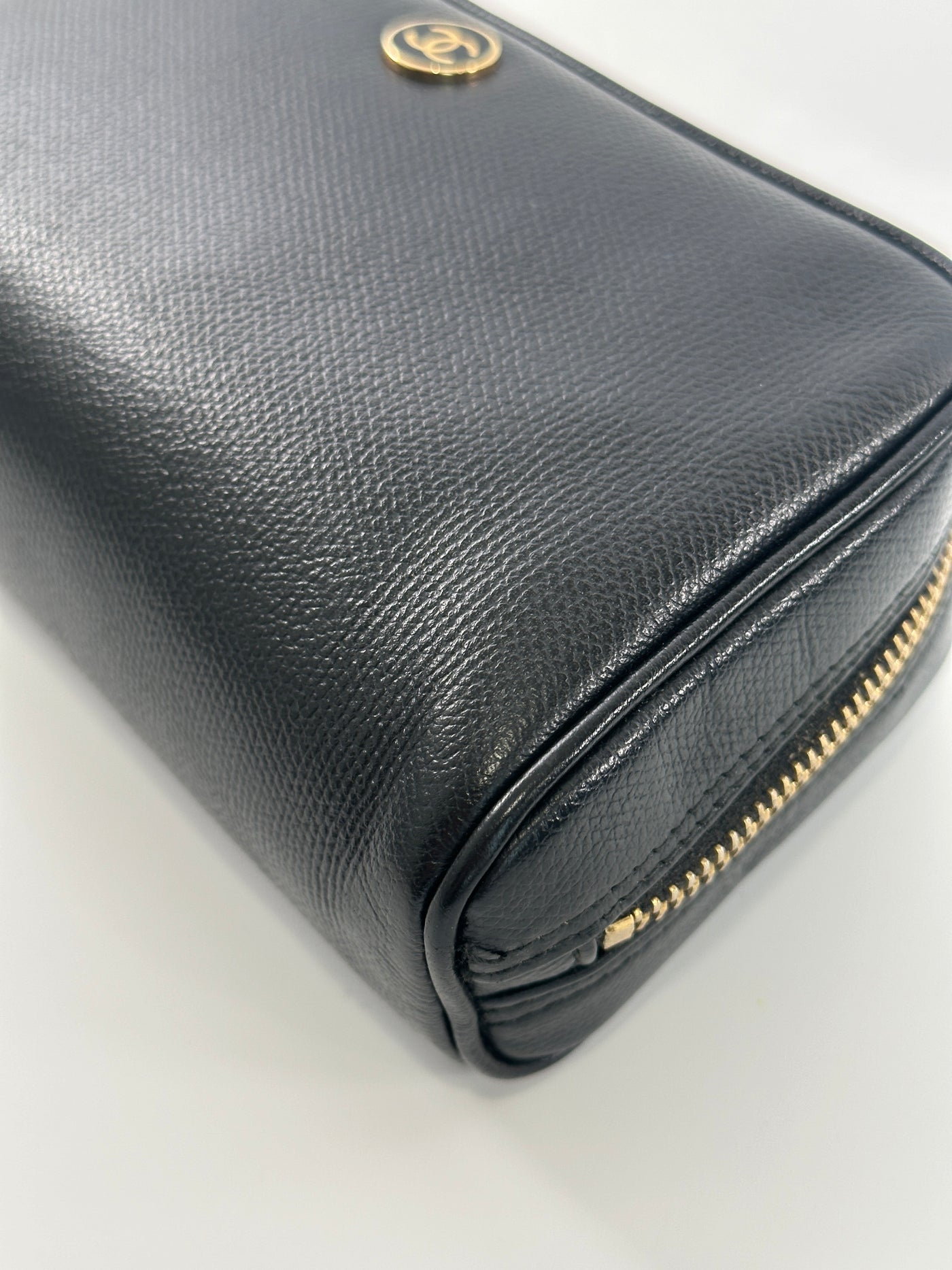 Chanel Vintage Black Calfskin CC Zip Pouch