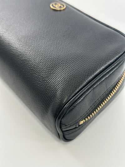 Chanel Vintage Black Calfskin CC Zip Pouch