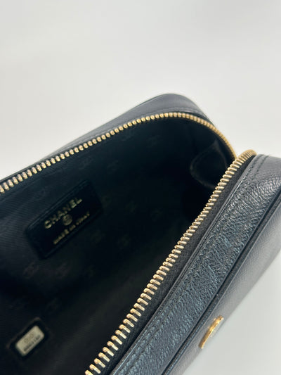 Chanel Vintage Black Calfskin CC Zip Pouch