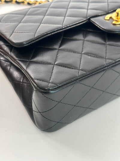 Chanel Vintage Black Lambskin Classic Medium Double Flap