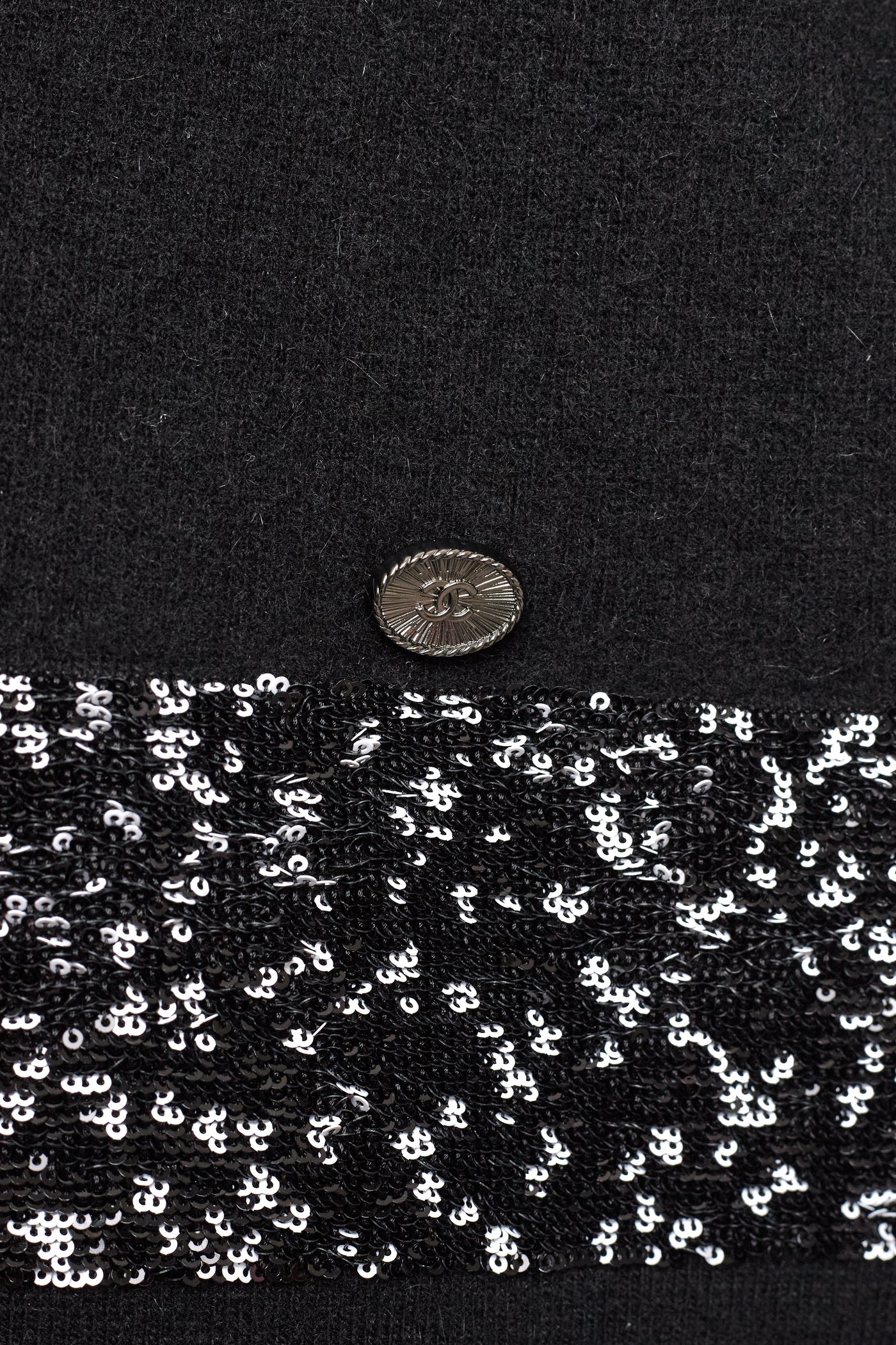 Chanel Black Sequin CC Sweater