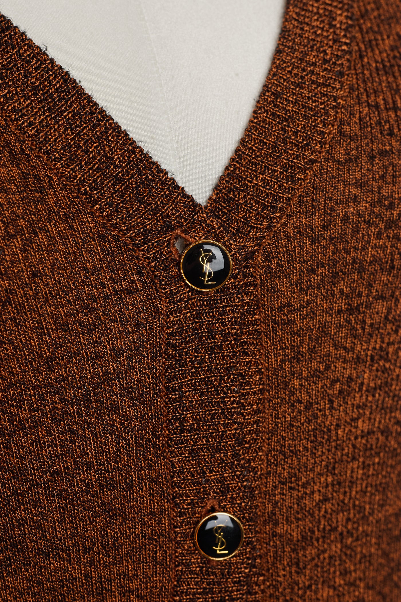 Saint Laurent Vintage Orange Marled Cardigan
