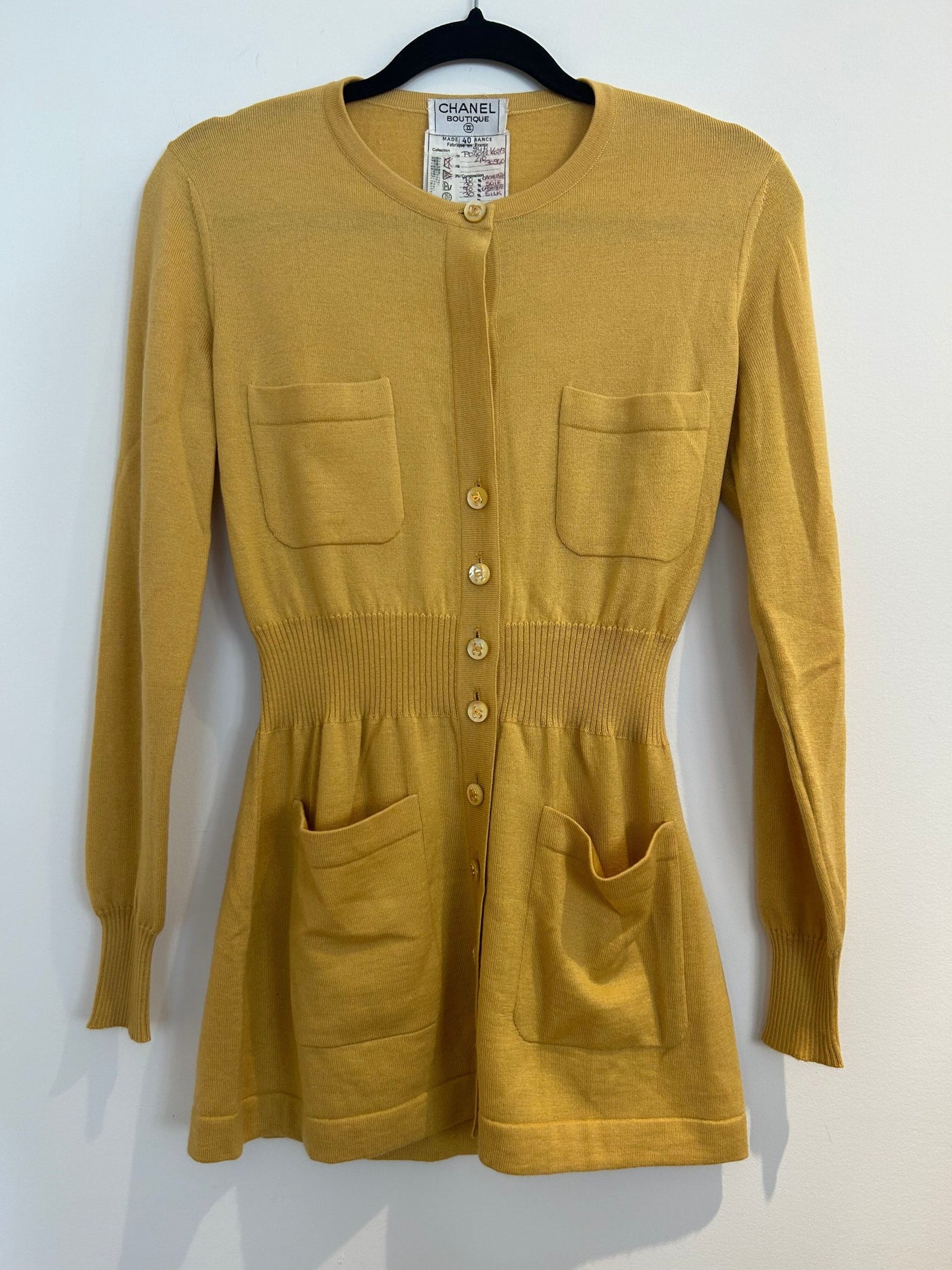 Chanel Vintage Yellow Long Cardigan