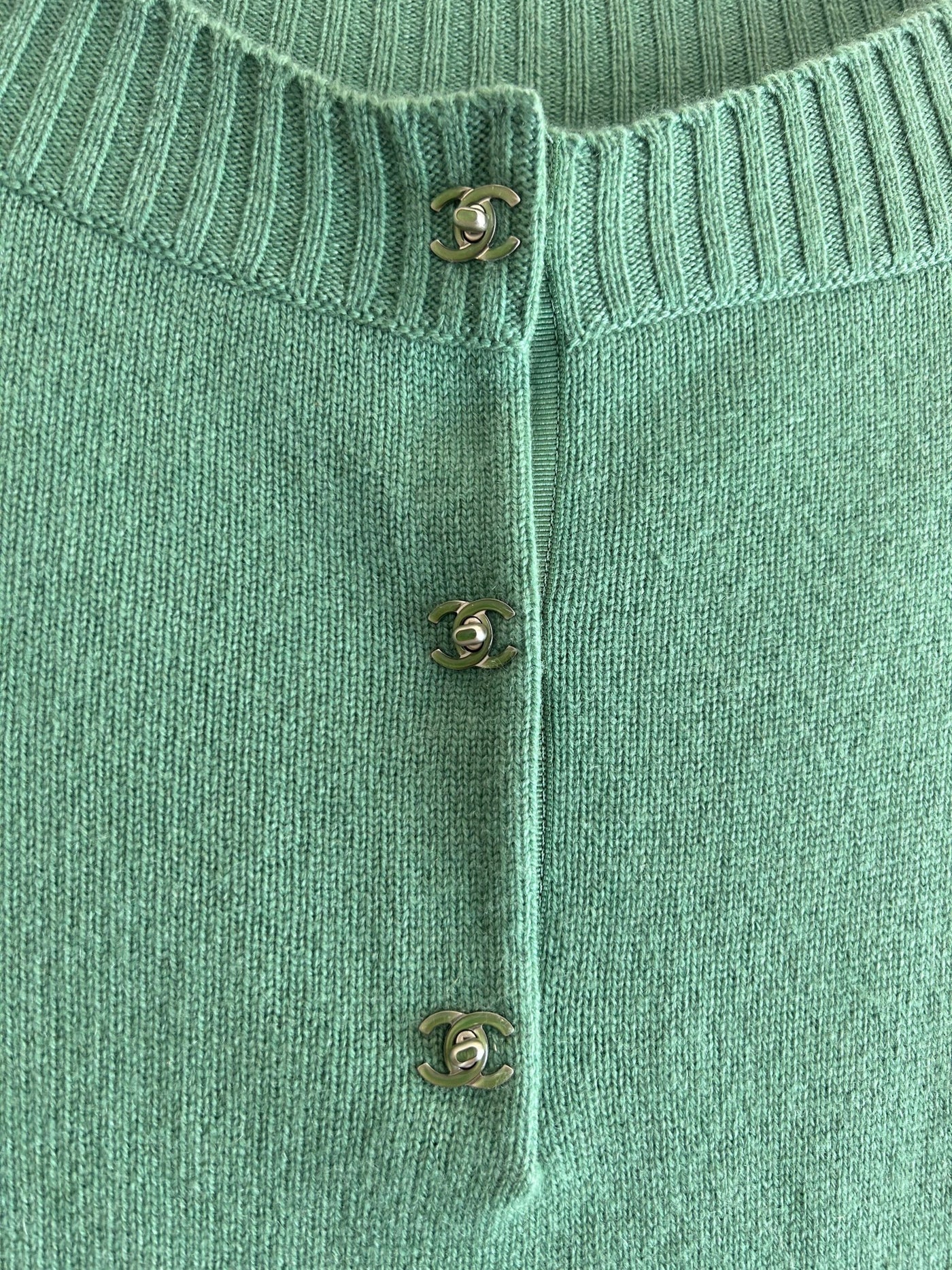 Chanel Green Turnlock Sweater Dress