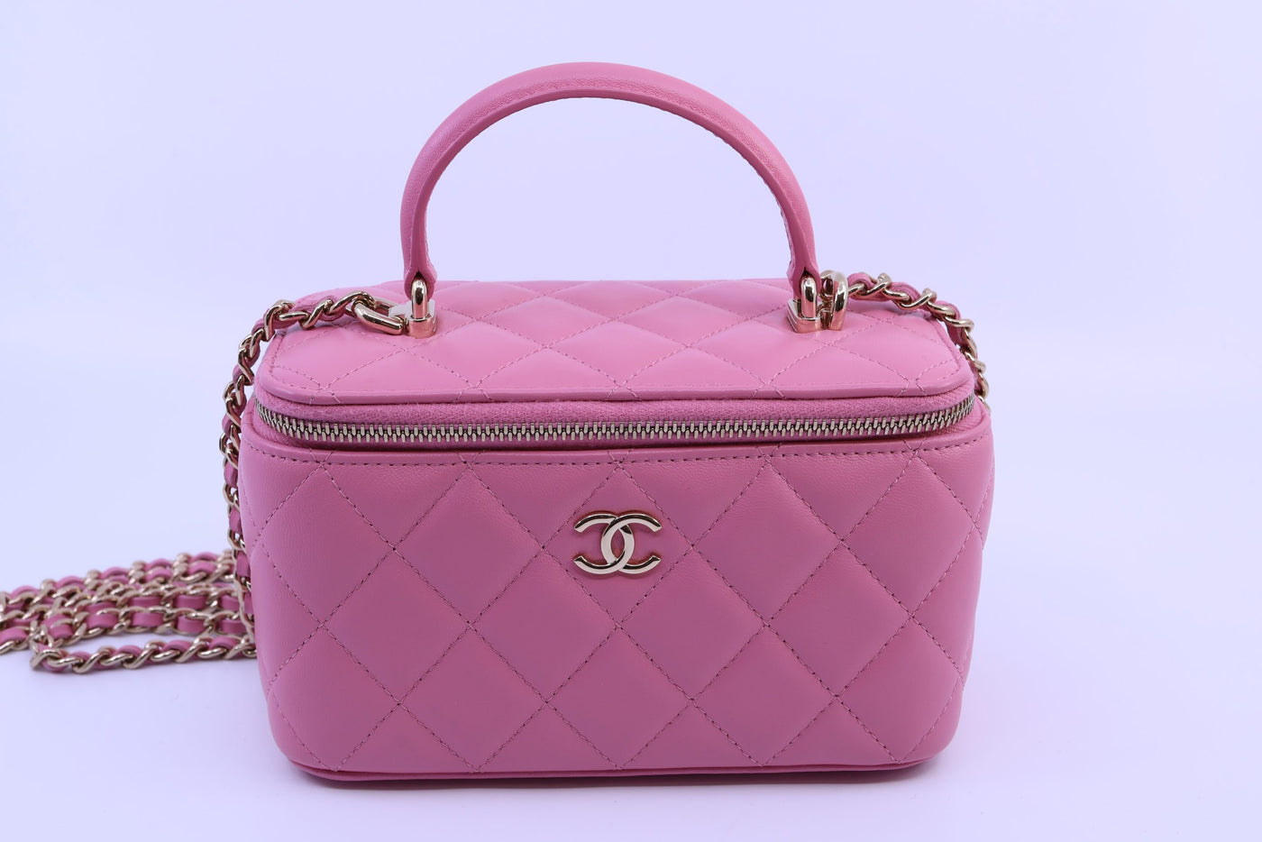 Chanel Pink Lambskin Vanity Crossbody Bag