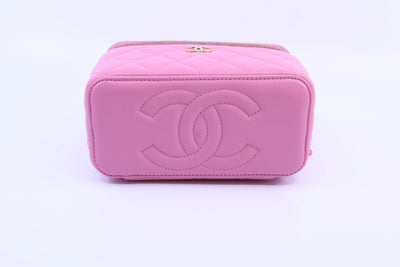Chanel Pink Lambskin Vanity Crossbody Bag