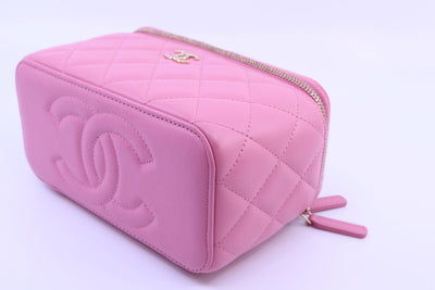 Chanel Pink Lambskin Vanity Crossbody Bag