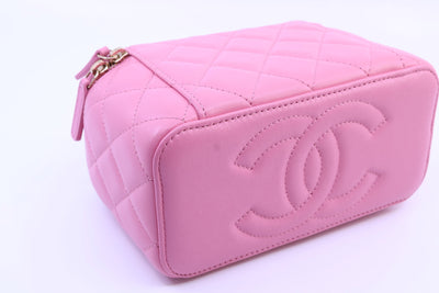 Chanel Pink Lambskin Vanity Crossbody Bag