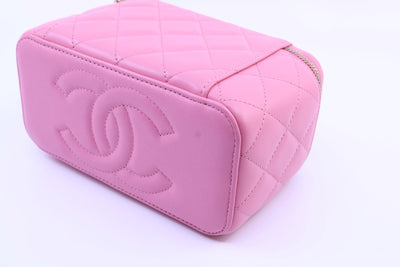 Chanel Pink Lambskin Vanity Crossbody Bag