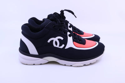 Chanel Black Neoprene Logo Sneakers 37