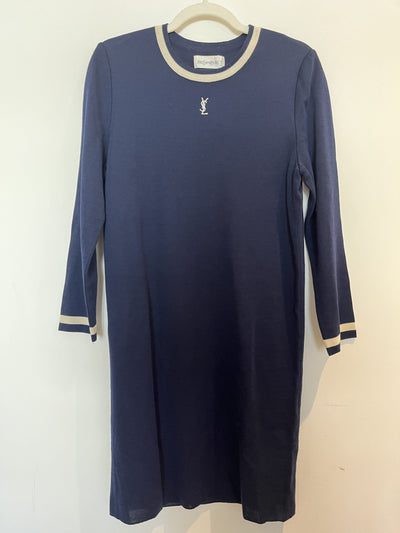 YSL Vintage Navy Blue Sweater Dress