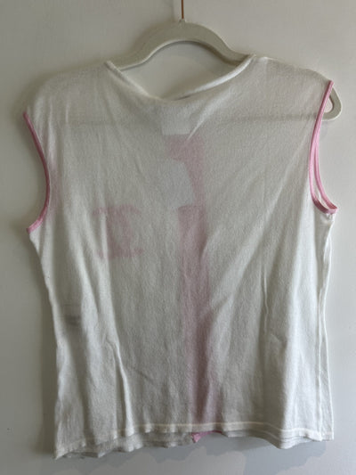 Chanel White and Pink Logo Knit Tank