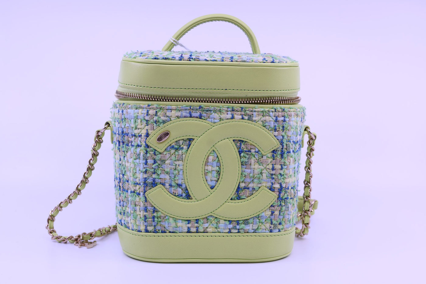Chanel Green Tweed CC Vanity Bag