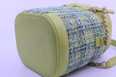 Chanel Green Tweed CC Vanity Bag