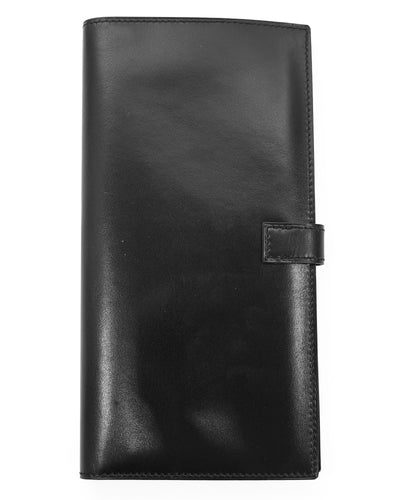 Hermes Vintage Black Box Calf Saumur Long Wallet