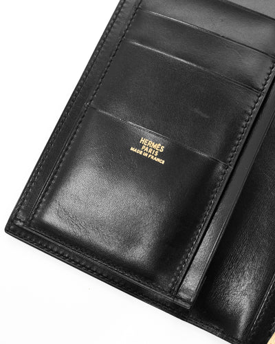 Hermes Vintage Black Box Calf Saumur Long Wallet