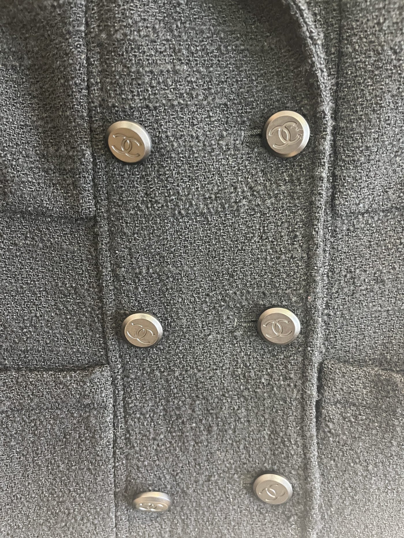 Chanel Vintage Black Boucle Jacket and Skirt Suit Set