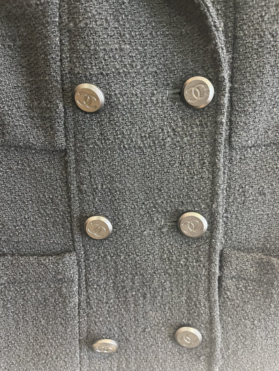 Chanel Vintage Black Boucle Jacket and Skirt Suit Set