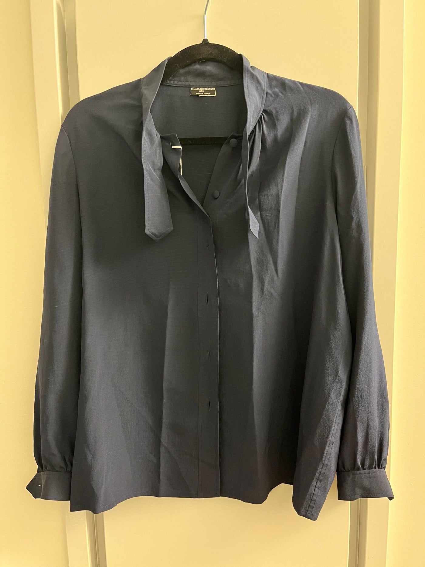 Chanel Vintage Navy Button up Blouse