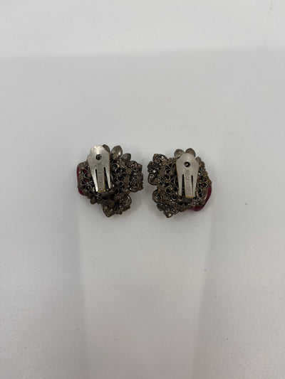 Miriam Haskell Multicolor Clip Earrings