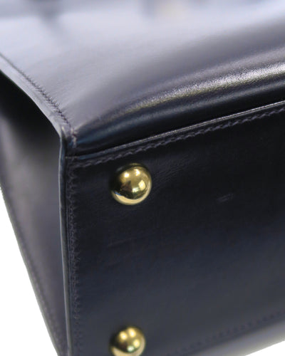 Hermes Vintage Navy Blue Box Calf Dalvi MM