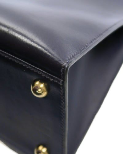 Hermes Vintage Navy Blue Box Calf Dalvi MM