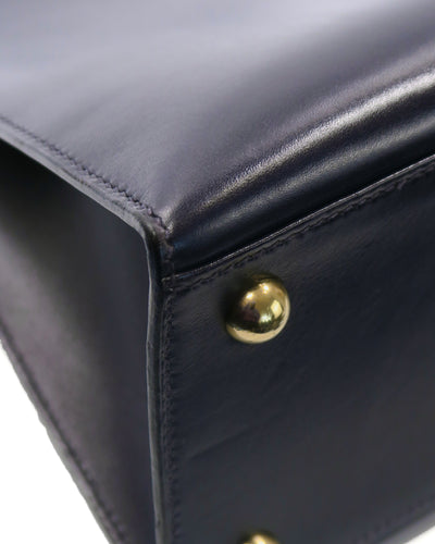 Hermes Vintage Navy Blue Box Calf Dalvi MM