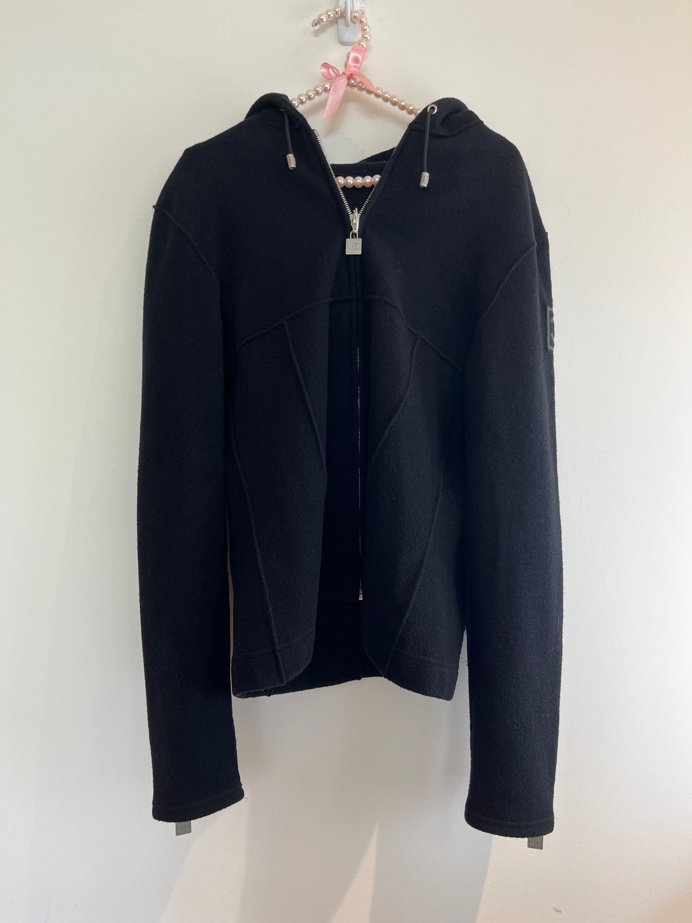 Chanel Sport Logo Lined Black Zip Up