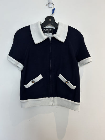 Chanel Navy Blue Zip Shirt