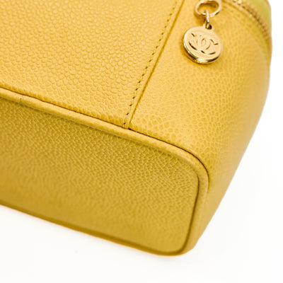 Chanel Vintage Yellow Caviar Mini Vanity