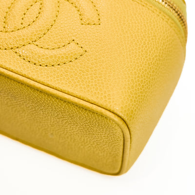 Chanel Vintage Yellow Caviar Mini Vanity