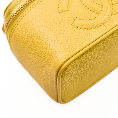 Chanel Vintage Yellow Caviar Mini Vanity