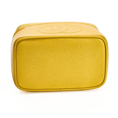 Chanel Vintage Yellow Caviar Mini Vanity