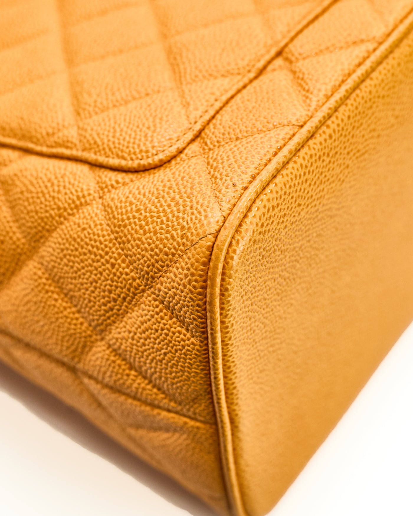 Chanel Vintage Orange Speckled Caviar CC Medallion Tote