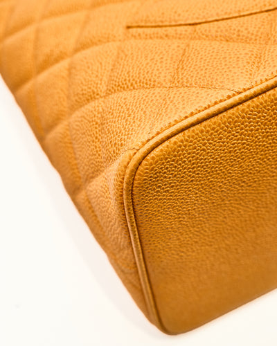 Chanel Vintage Orange Speckled Caviar CC Medallion Tote