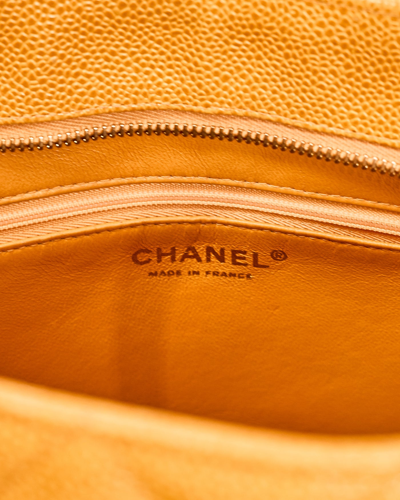 Chanel Vintage Orange Speckled Caviar CC Medallion Tote