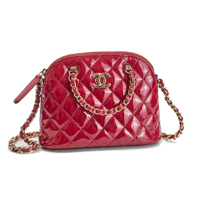 Chanel 2023 SS Red Patent Mini Clutch on Chain