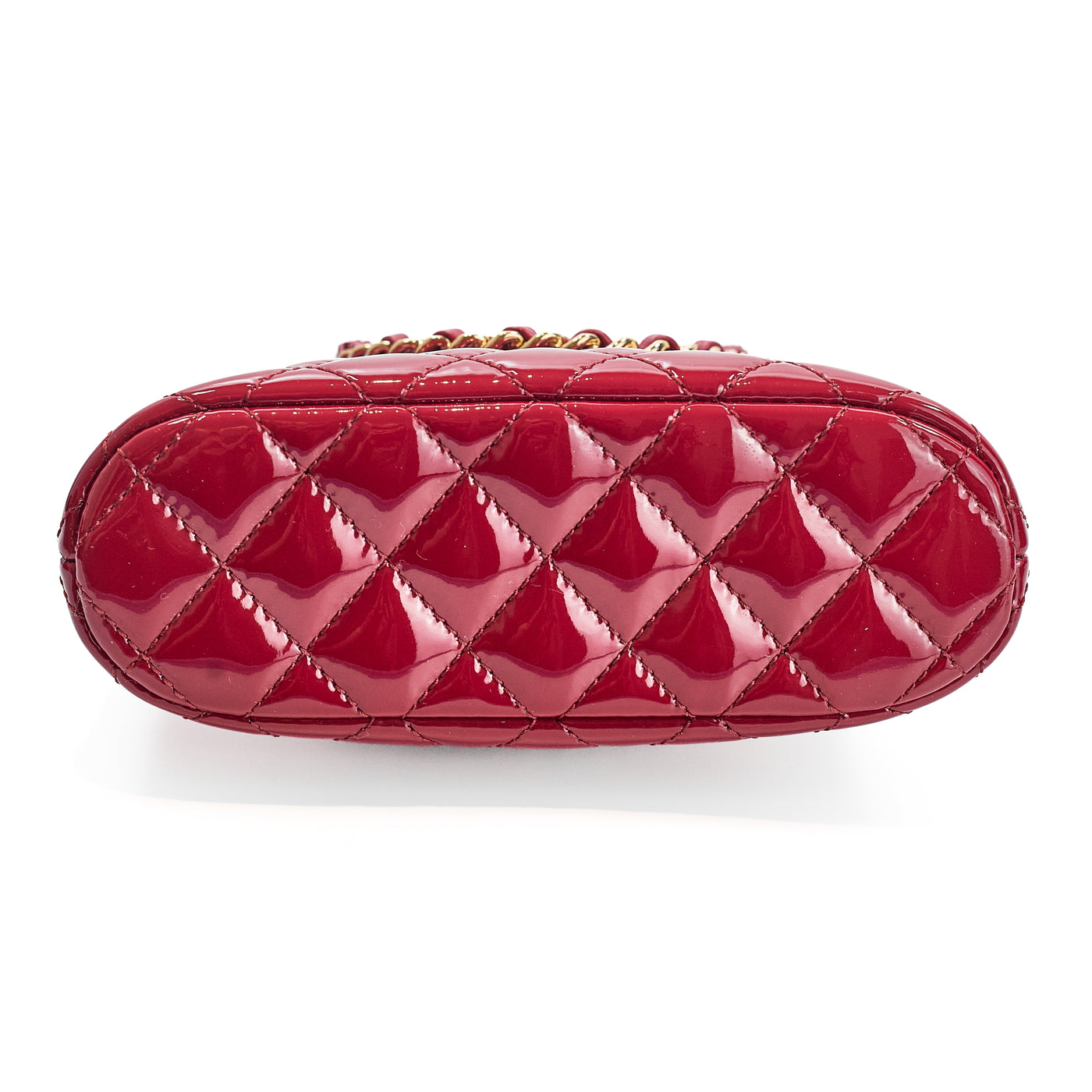 Chanel 2023 SS Red Patent Mini Clutch on Chain