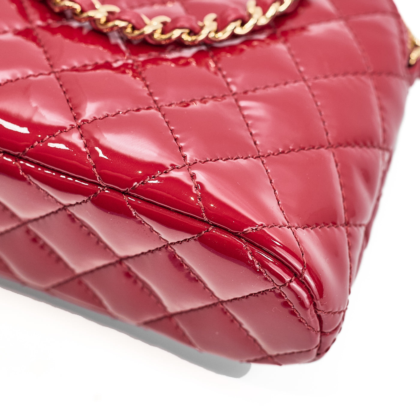 Chanel 2023 SS Red Patent Mini Clutch on Chain