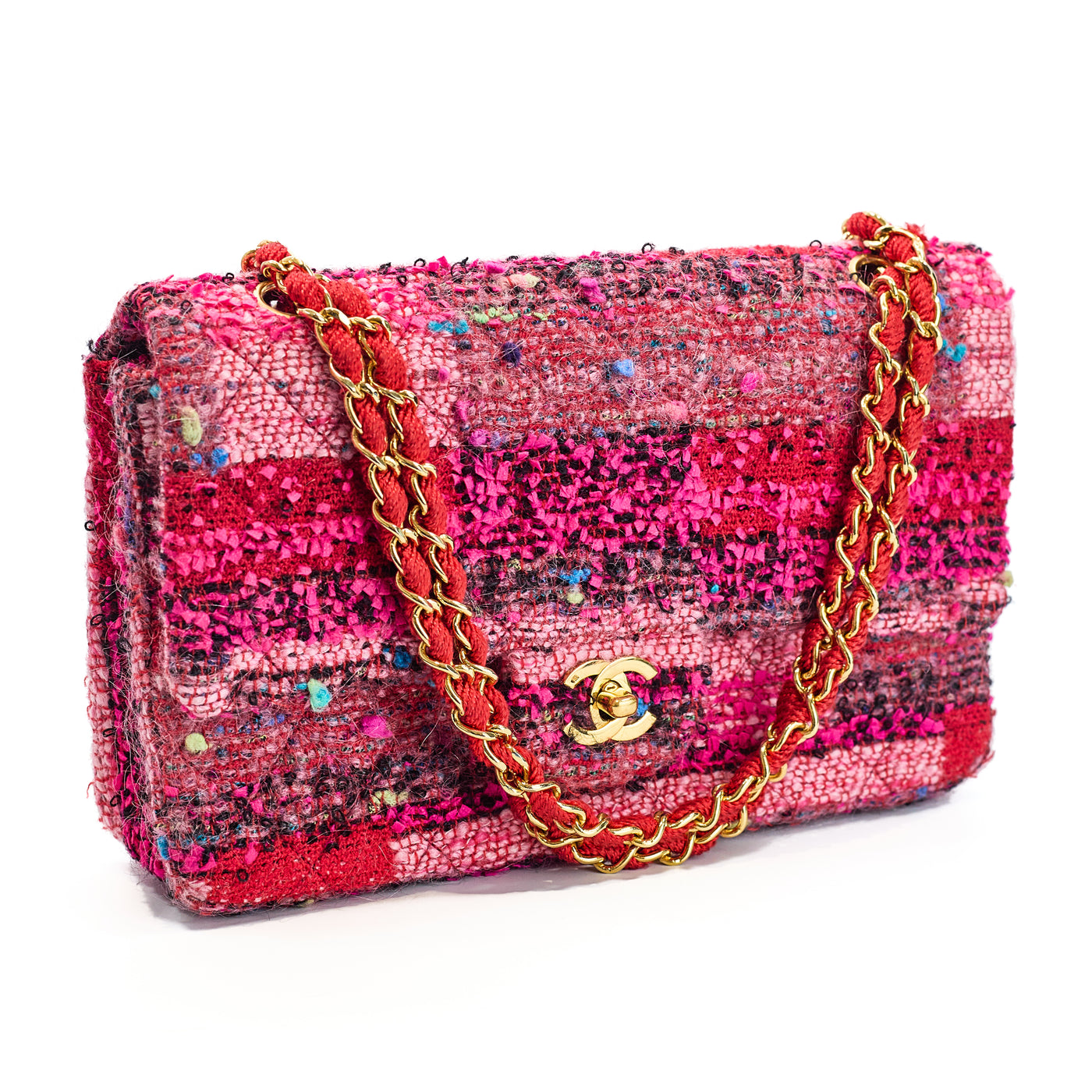 Chanel Rare 1991 Hip Hop Collection Pink Tweed Medium Single Flap