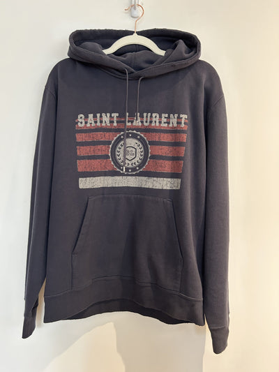 Saint Laurent Navy Blue Distressed Hoodie