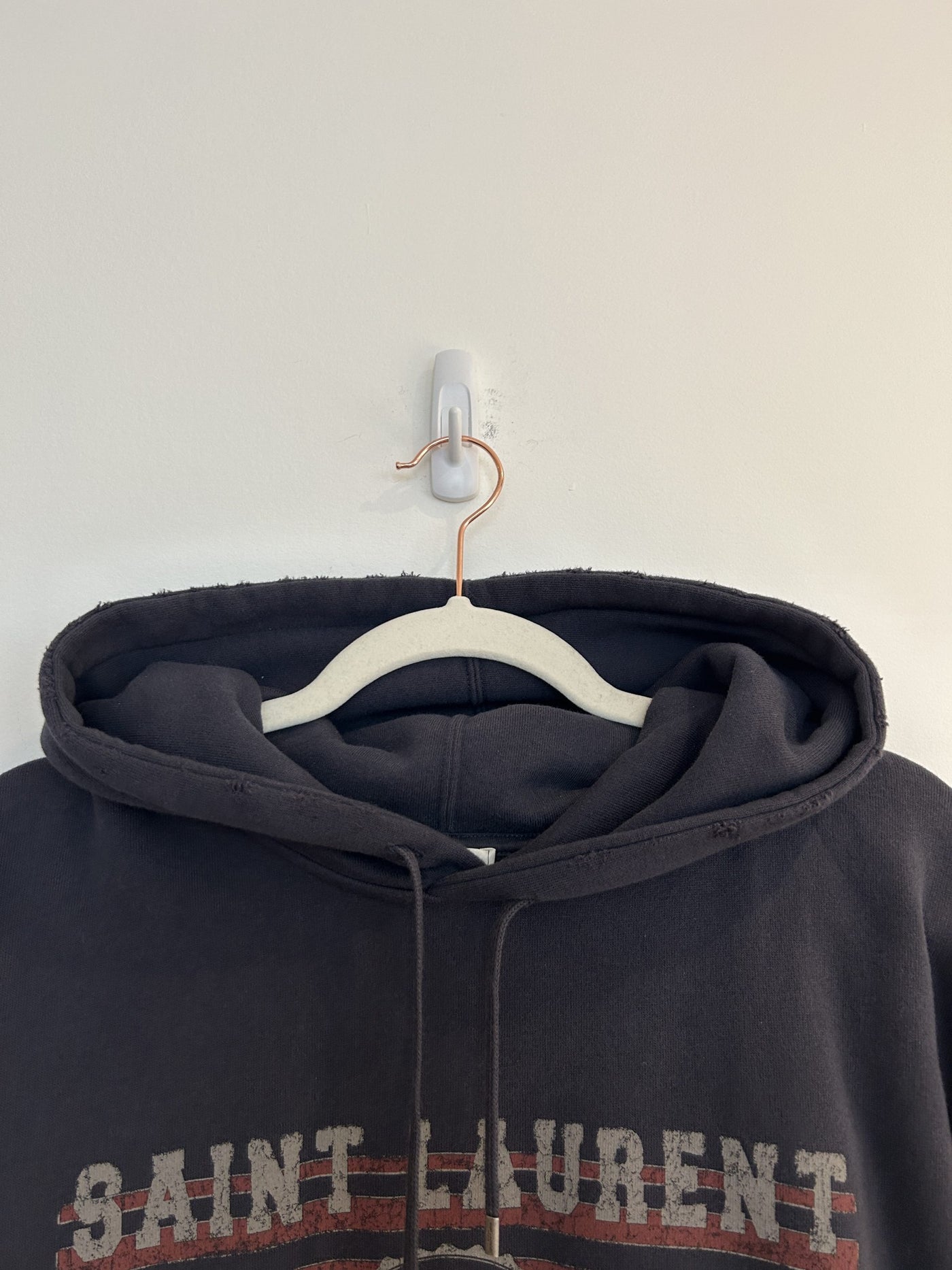 Saint Laurent Navy Blue Distressed Hoodie