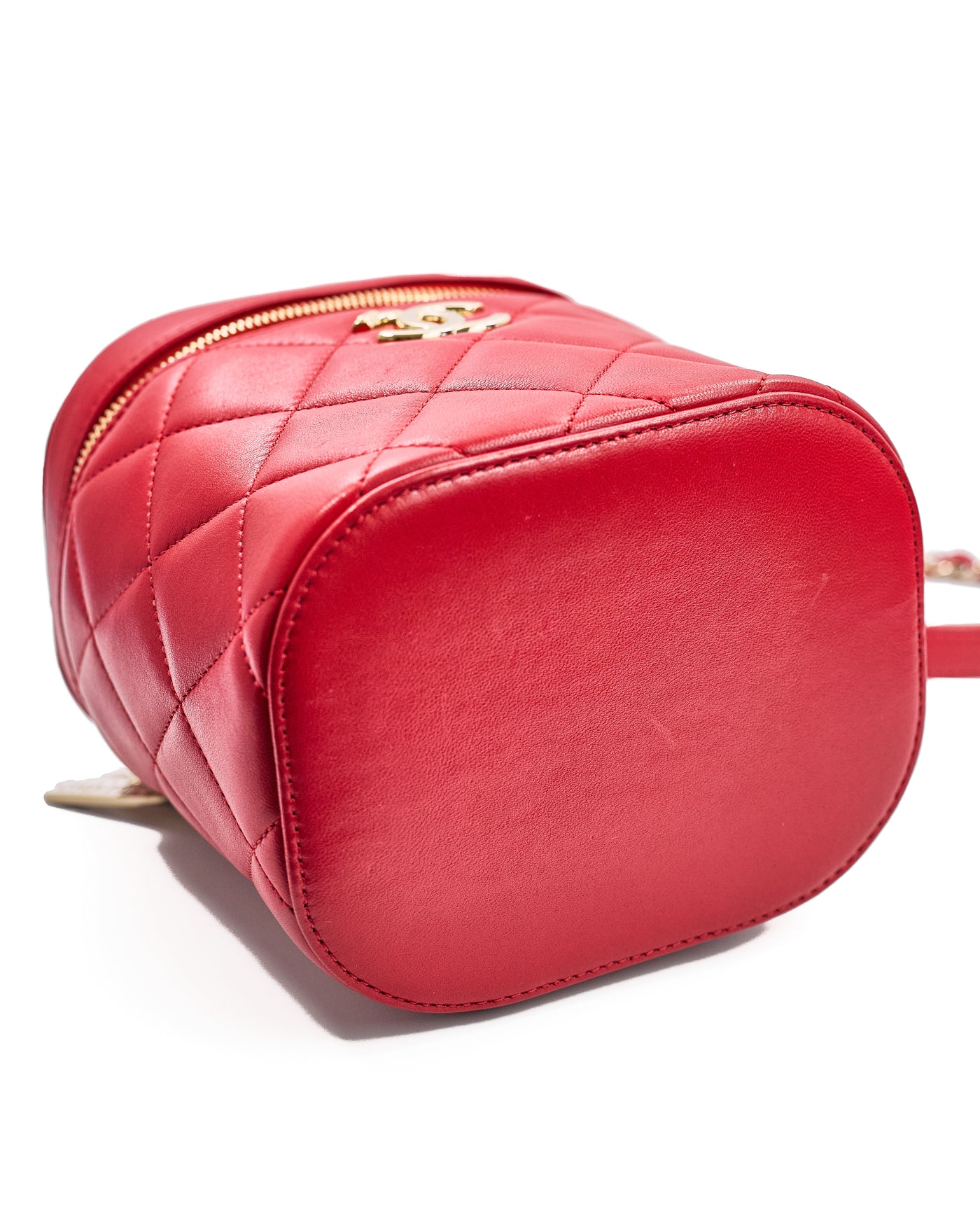 Chanel Red Lambskin Trendy Vanity Bag