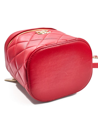 Chanel Red Lambskin Trendy Vanity Bag