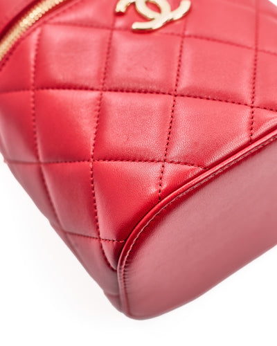 Chanel Red Lambskin Trendy Vanity Bag