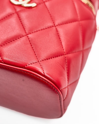 Chanel Red Lambskin Trendy Vanity Bag