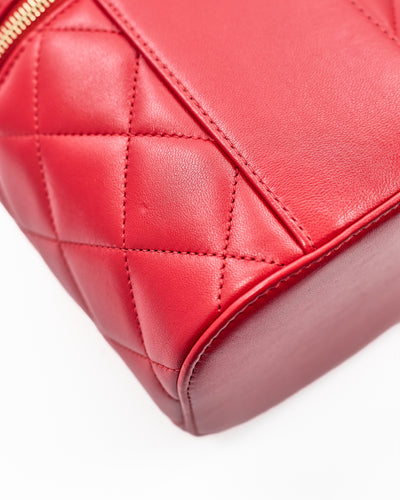 Chanel Red Lambskin Trendy Vanity Bag